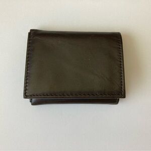 Mens Genuine Leather Folding Wallet Brown 4” x 3”